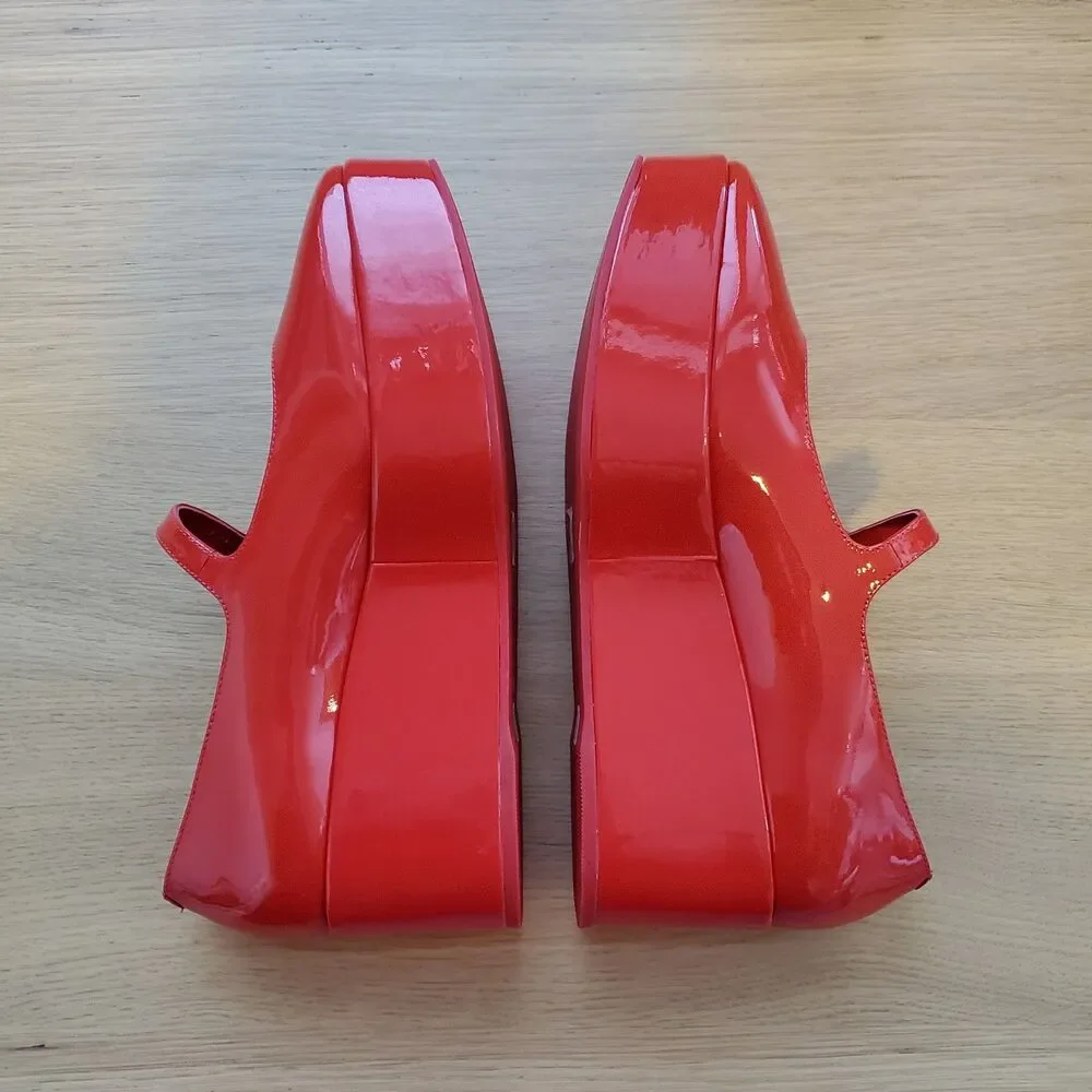 NEW Larroude Blair Flatform Red Patent Leather Platform Mary Janes
